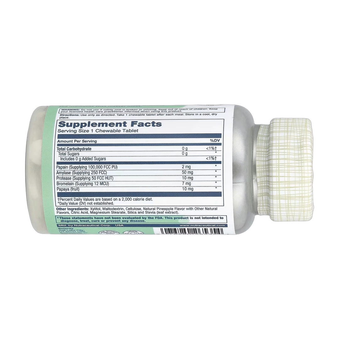 Solaray, Papaya Enzyme, Natural Pineapple, 90 Chewables