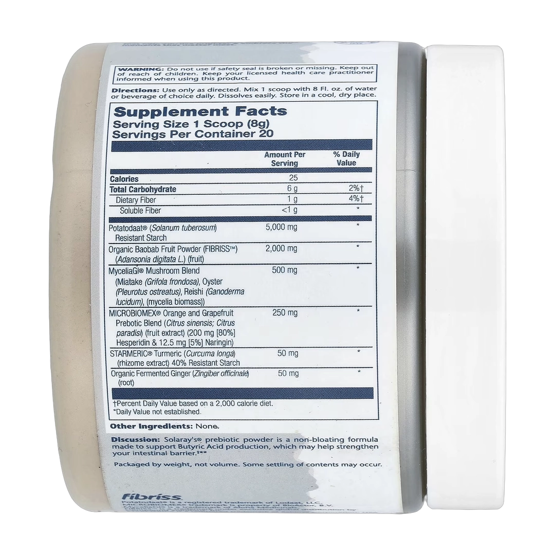 Solaray, Mycrobiome® Prebiotic Powder, Unflavored, 5.64 oz (160 g)
