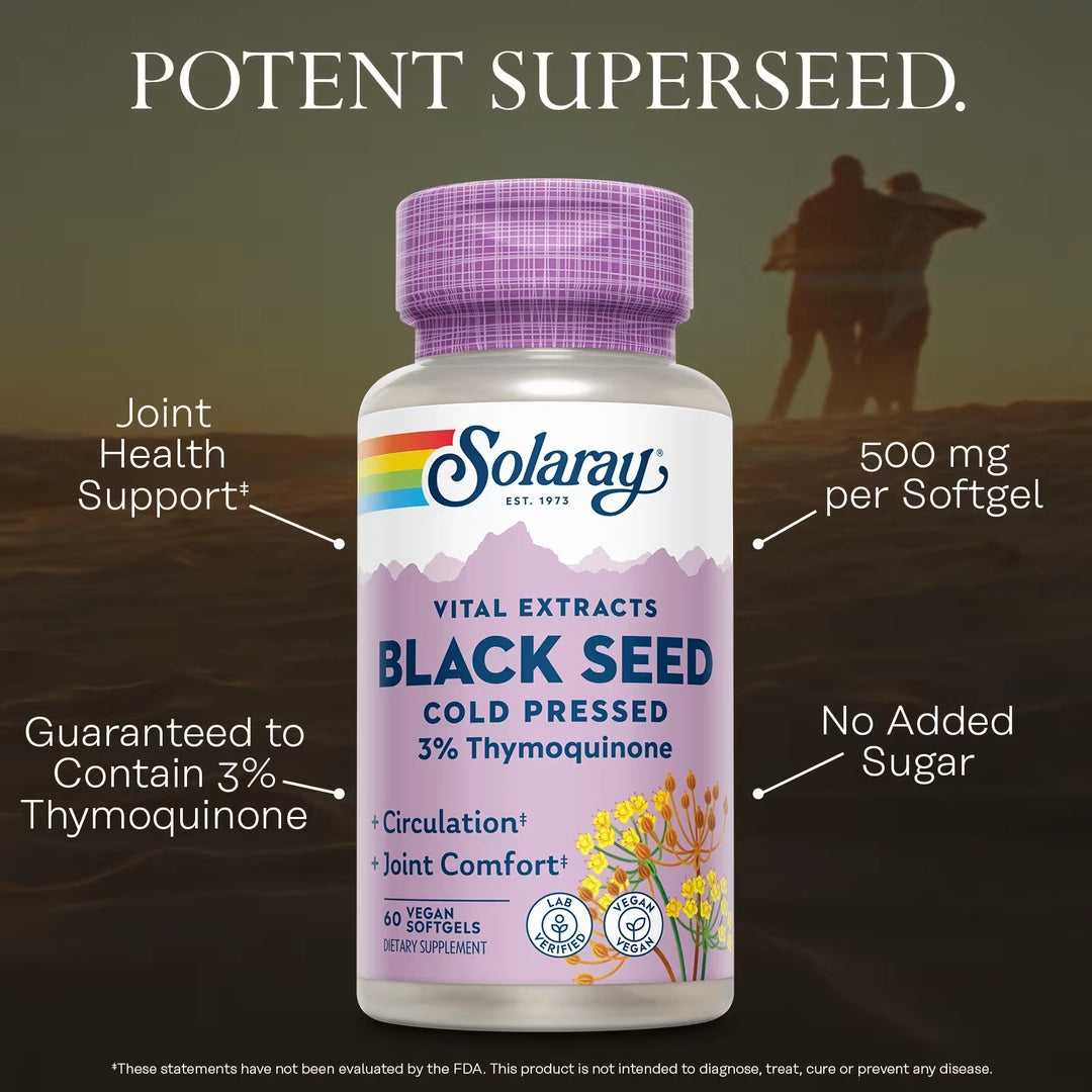 Solaray, Vital Extracts, Black Seed, Cold Pressed, 60 Vegan Softgels