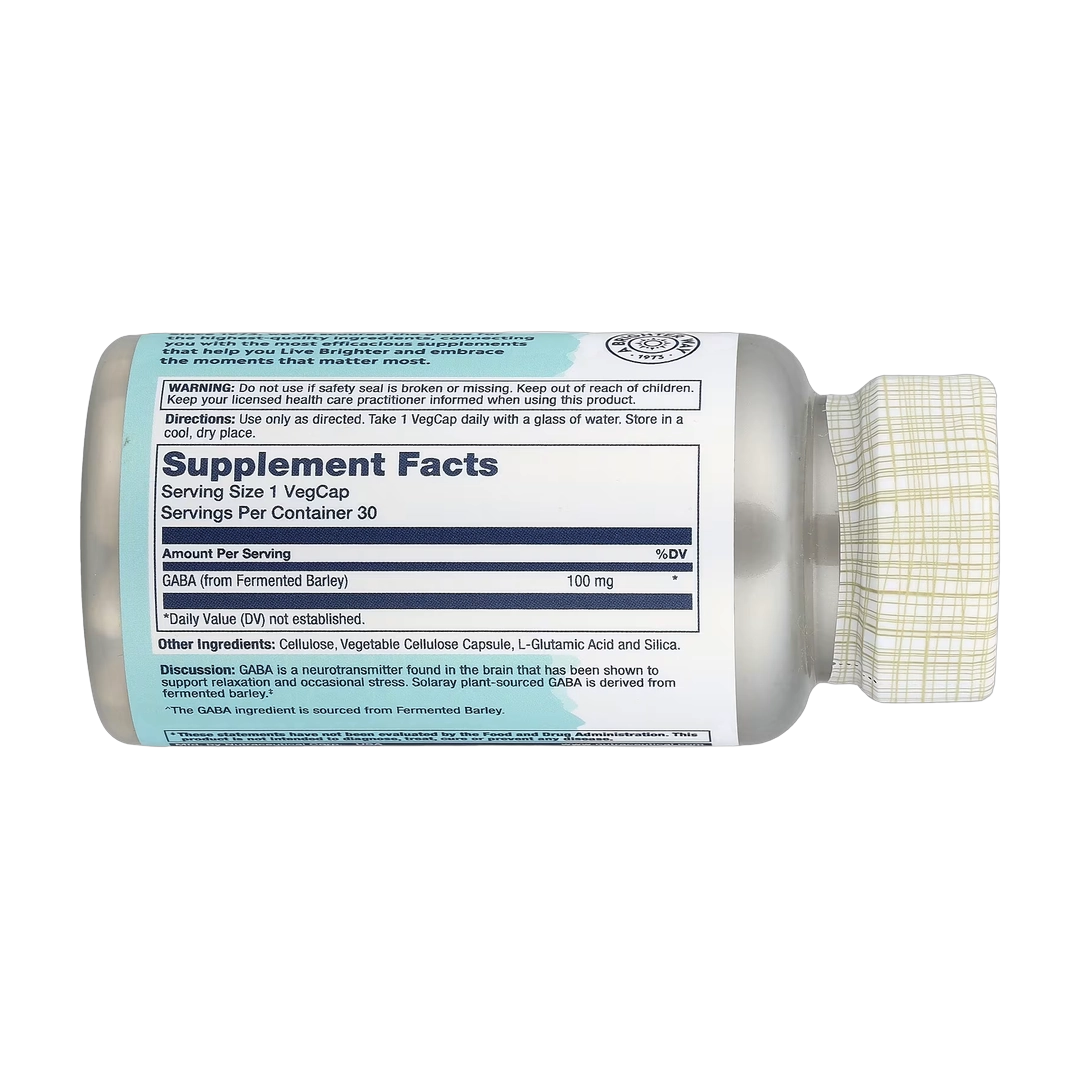 Solaray, Plant-Sourced GABA, 100 mg, 30 VegCaps