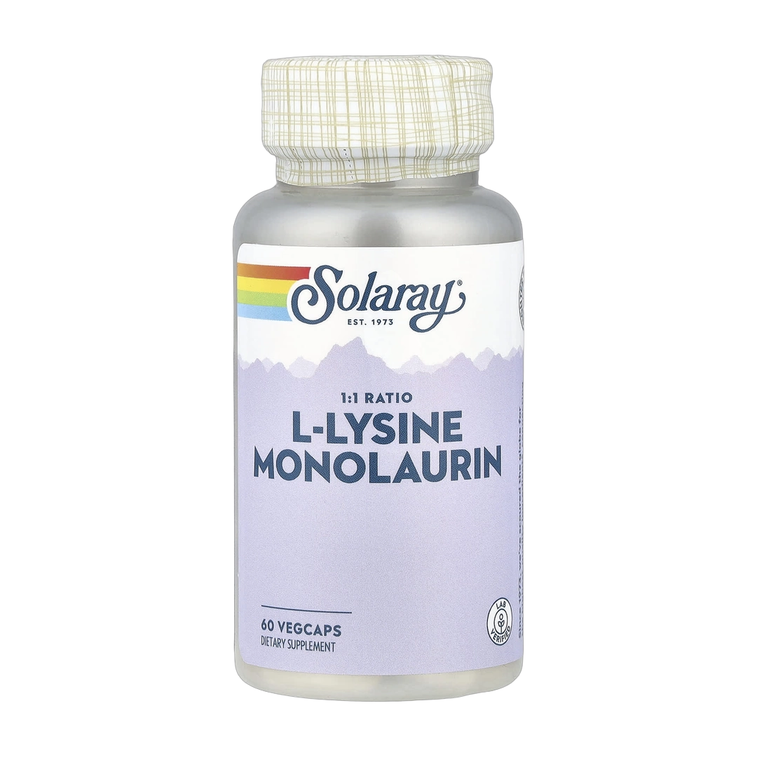 Solaray, L-Lysine Monolaurin, 1:1 Ratio, 60 VegCaps front packaging view