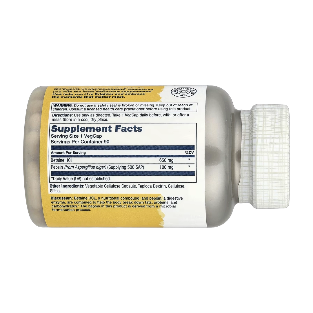 Solaray, Betaine HCL with Pepsin, 90 VegCaps