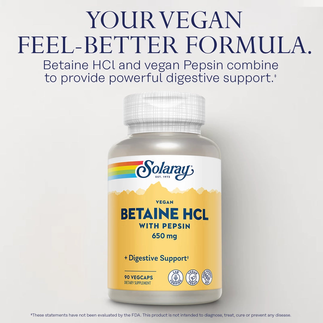 Solaray, Betaine HCL with Pepsin, 90 VegCaps