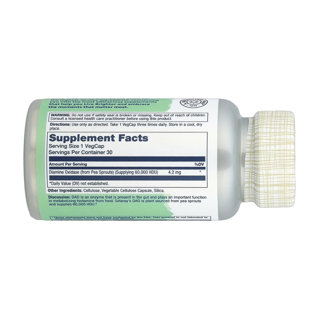 Solaray, Vegan DAO Enzyme, 4.2 mg, 30 VegCaps