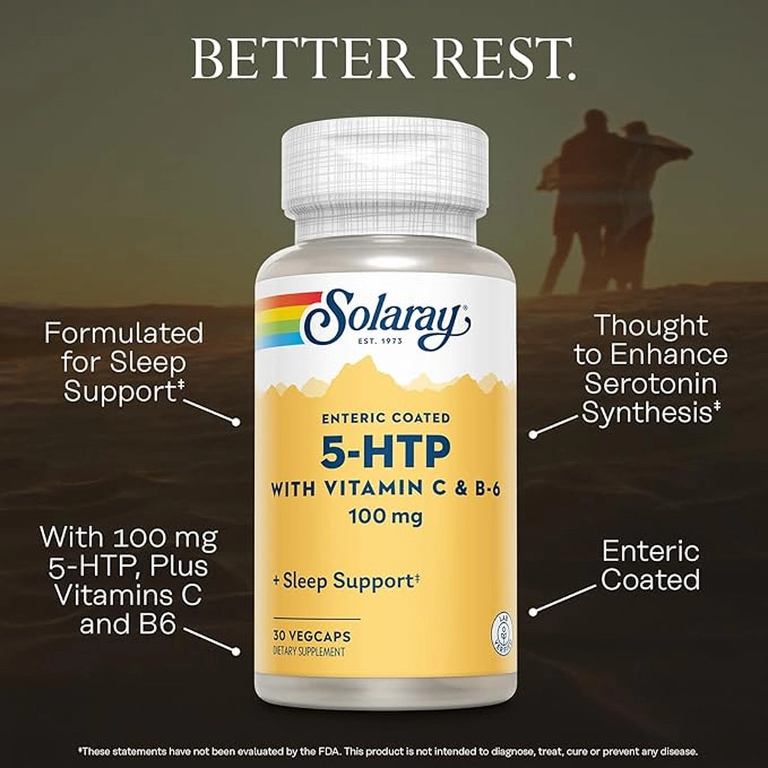 SOLARAY, 5HTP  with Vitamin C and Vitamin B6, 100 mg, 30 VegCaps