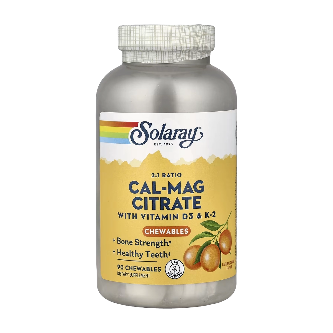Solaray, Cal-Mag Citrate with Vitamin D3 & K2, Natural Orange, 90 Chewables
