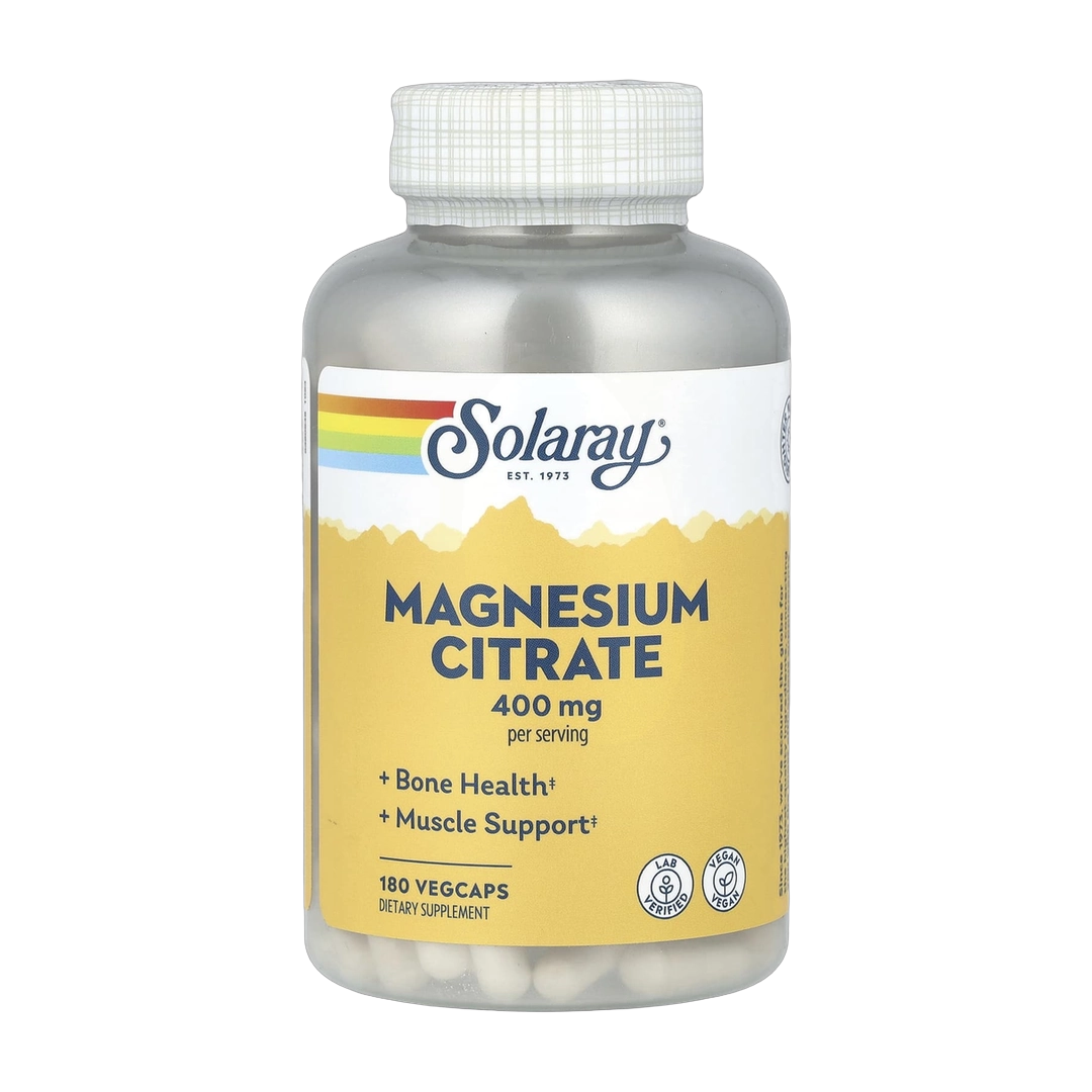 Solaray, Magnesium Citrate, 180 VegCaps (133 mg per Capsule) front packaging view