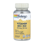 Solaray, Vitamin D3 + K2, 60 VegCaps front packaging view
