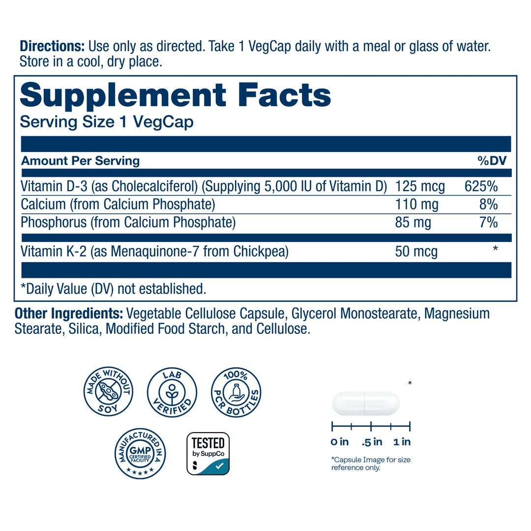 Solaray, Vitamin D3 + K2, 60 VegCaps lifestyle image