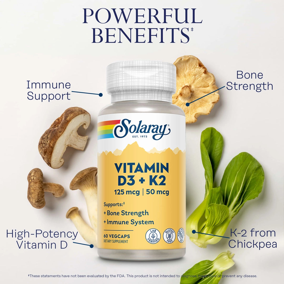 Solaray, Vitamin D3 + K2, 60 VegCaps lifestyle image