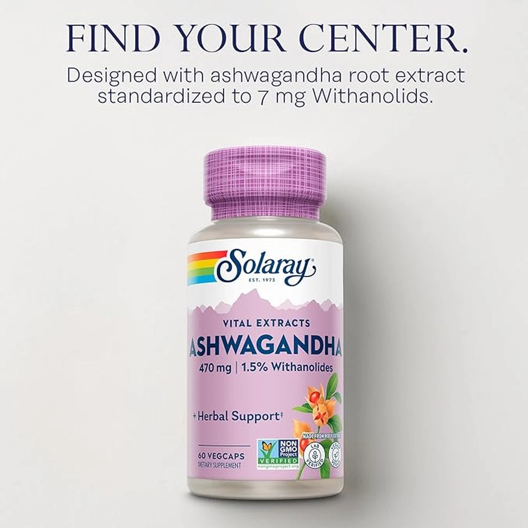 SOLARAY, Vital Extracts Ashwagandha, 470 mg, 60 VegCaps