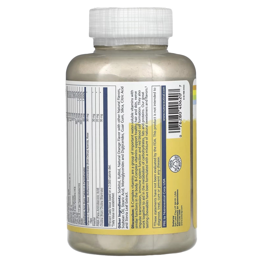 Solaray, High Potency B-Complex, Natural Orange, 50 Chewables