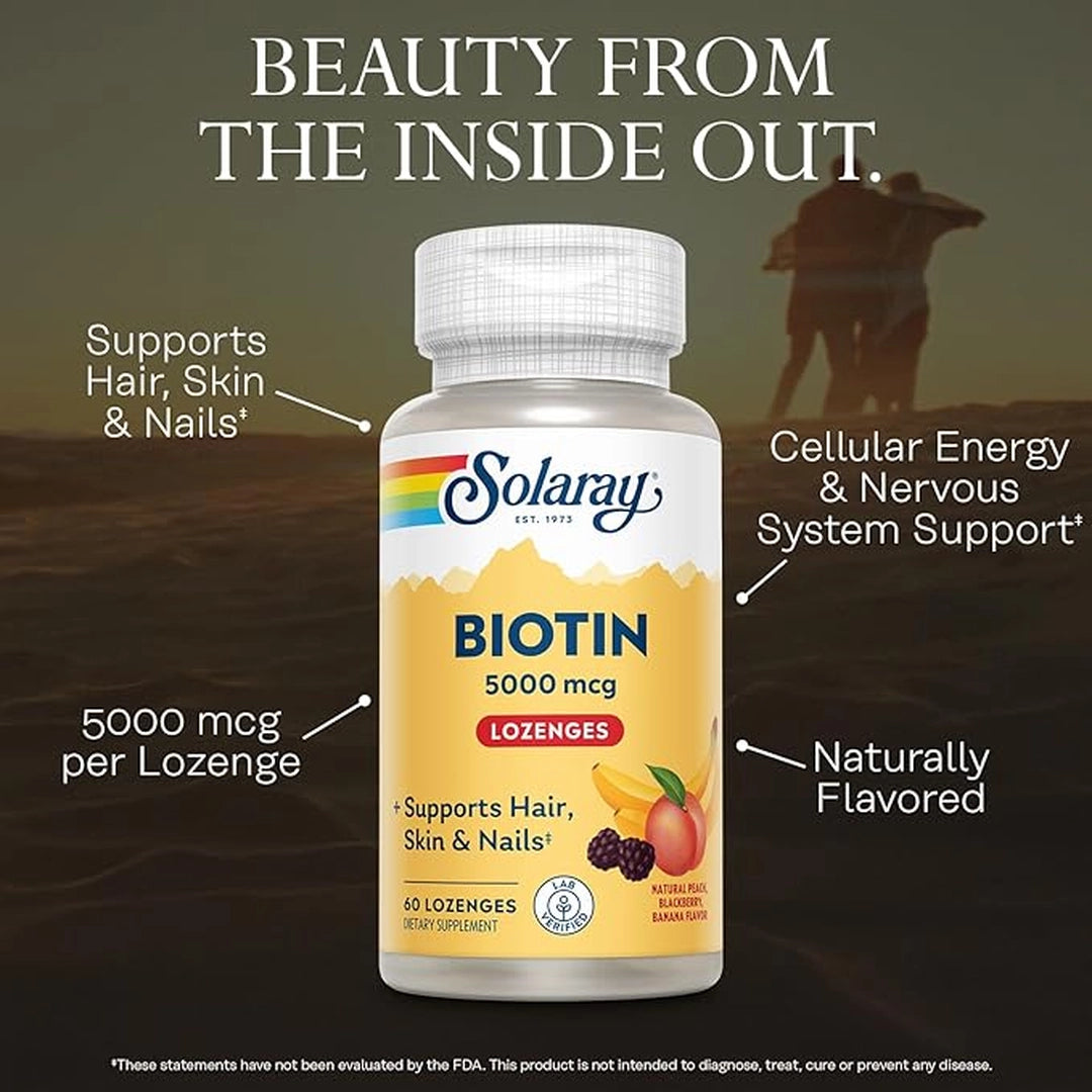 SOLARAY, Biotin Supplement, 5000 mcg, 60 Lozenges