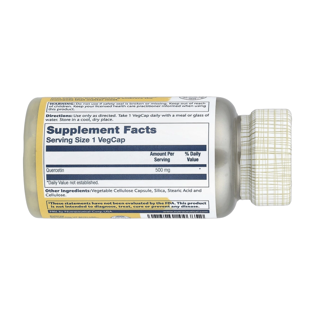 Solaray, Quercetin, 500 mg, 90 VegCaps back packaging view