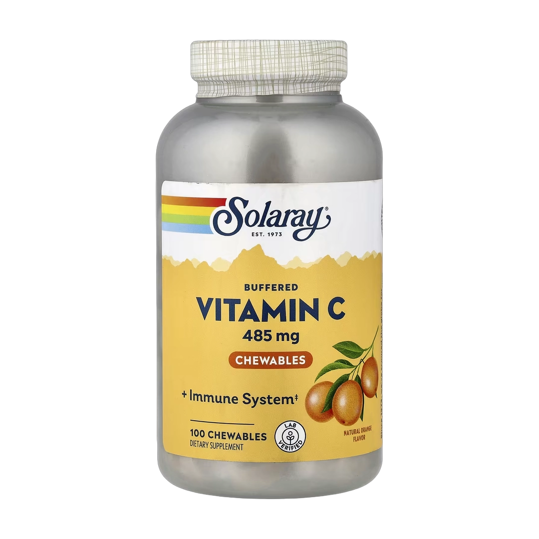 Solaray, Buffered Vitamin C Chewable, Natural Orange, 485 mg, 100 Chewables