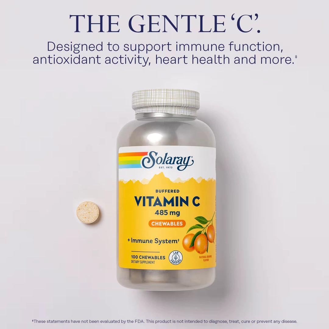 Solaray, Buffered Vitamin C Chewable, Natural Orange, 485 mg, 100 Chewables