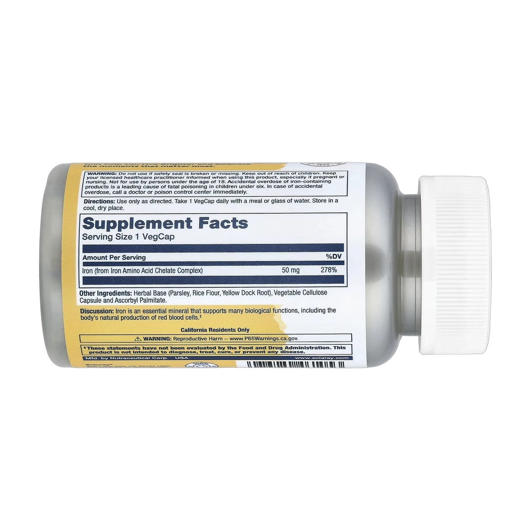 Solaray, Iron, 50 mg, 60 VegCaps