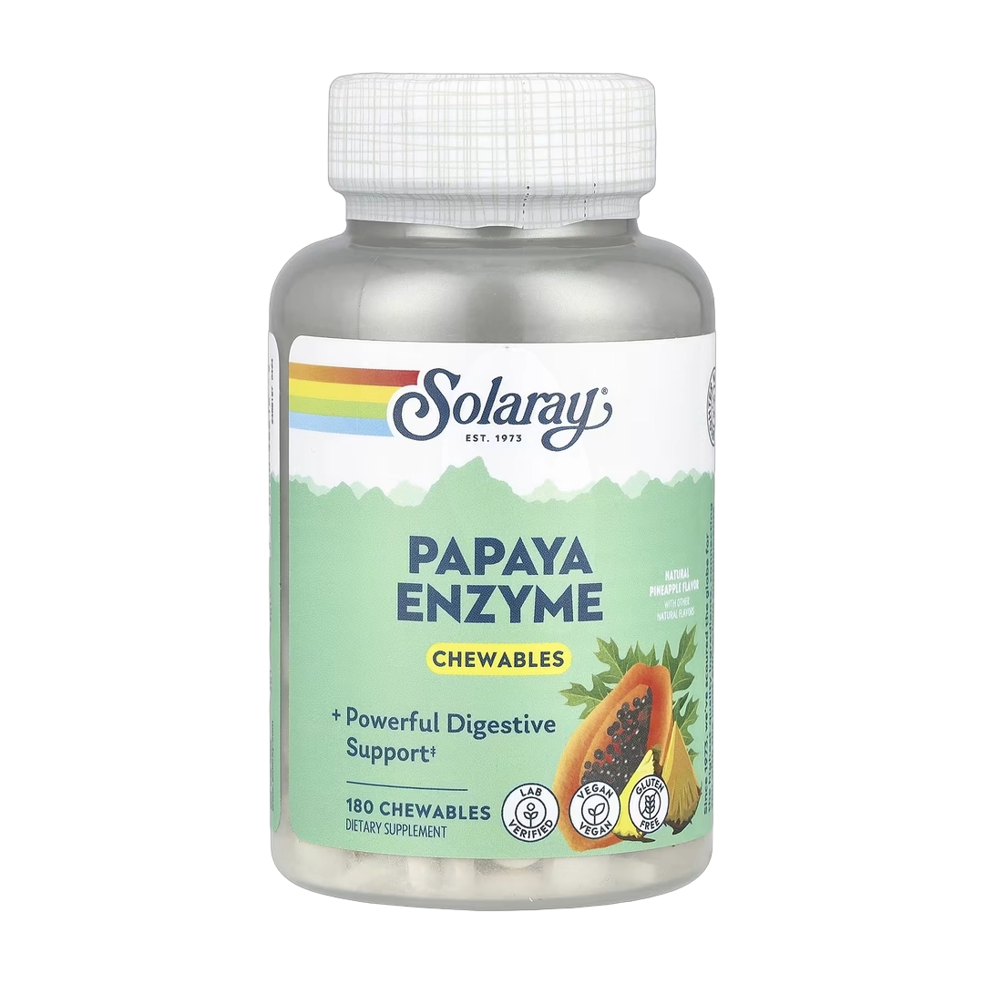 Solaray, Papaya Enzyme, Natural Pineapple, 180 Chewables