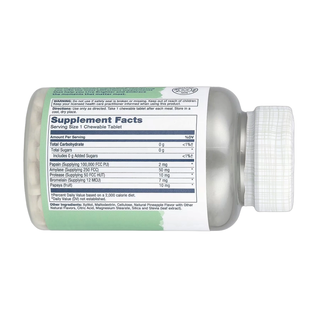 Solaray, Papaya Enzyme, Natural Pineapple, 180 Chewables