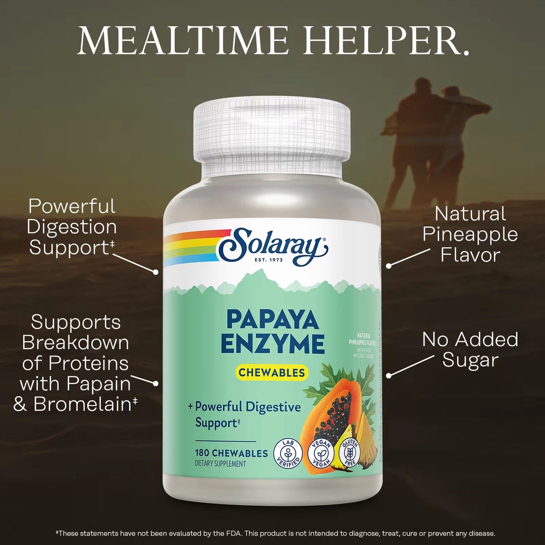 Solaray, Papaya Enzyme, Natural Pineapple, 180 Chewables