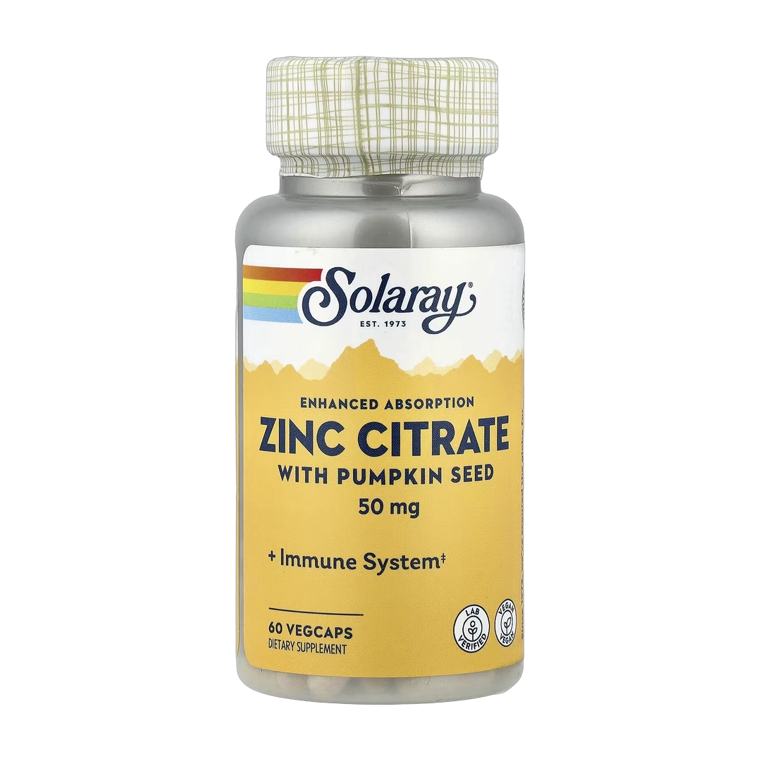 Solaray, Zinc Citrate with Pumpkin Seed, 60 VegCaps