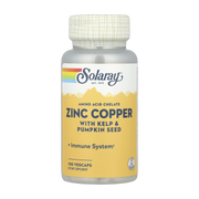Solaray, Zinc Copper with Kelp & Pumpkin Seed, 100 VegCaps front packaging view