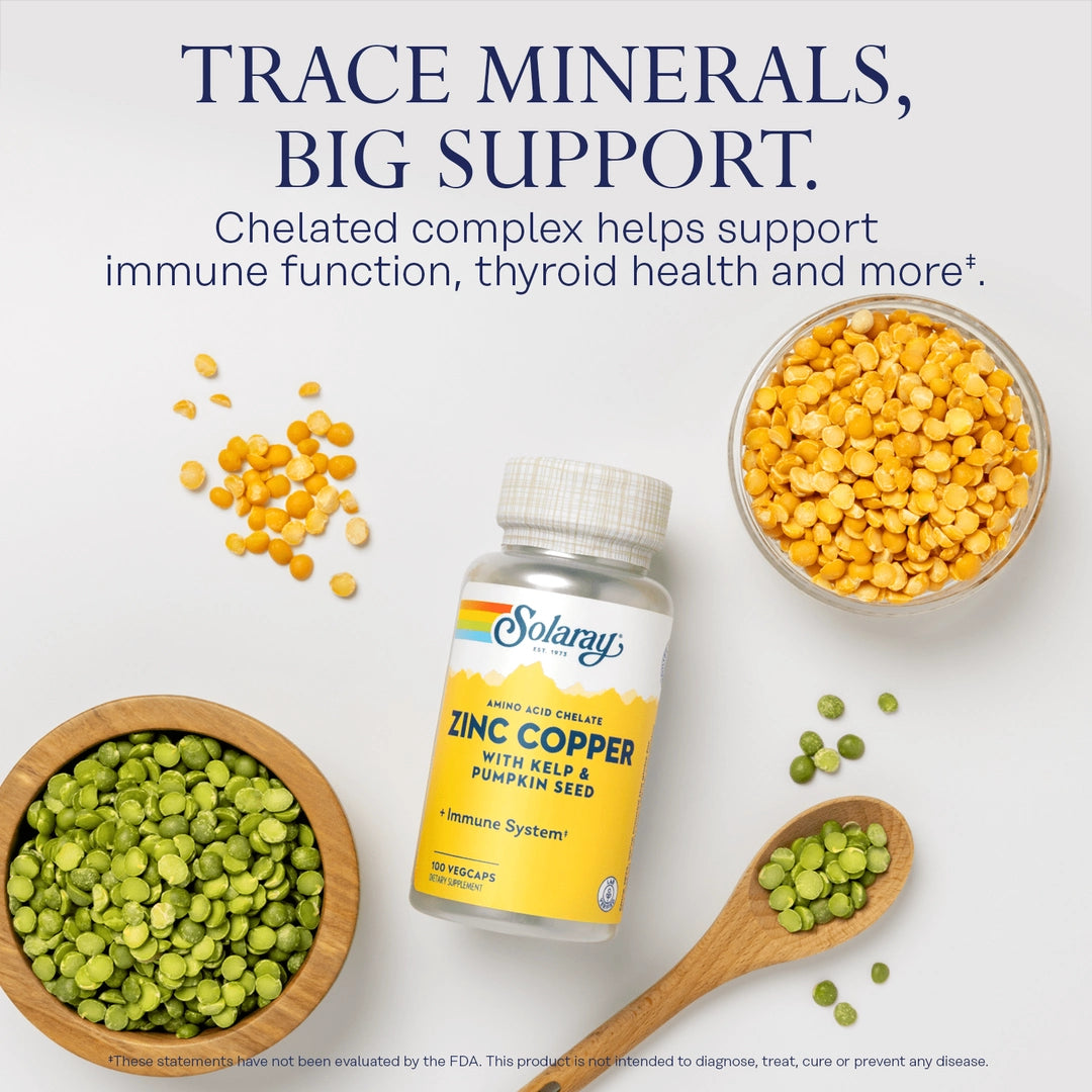 Solaray, Zinc Copper with Kelp & Pumpkin Seed, 100 VegCaps lifestyle image