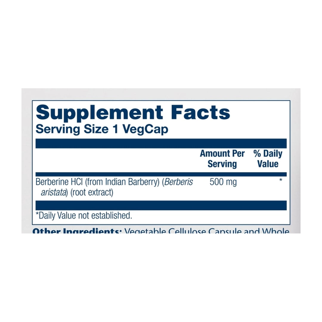 Solaray, Vital Extracts, Berberine, 500 mg, 60 VegCaps supplement facts label showing ingredients, vitamins, minerals, and serving information