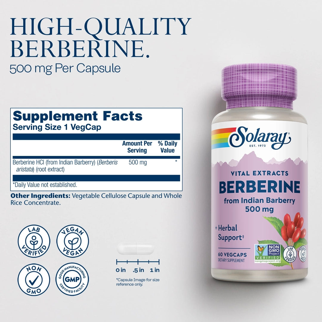 Solaray, Vital Extracts, Berberine, 500 mg, 60 VegCaps lifestyle image