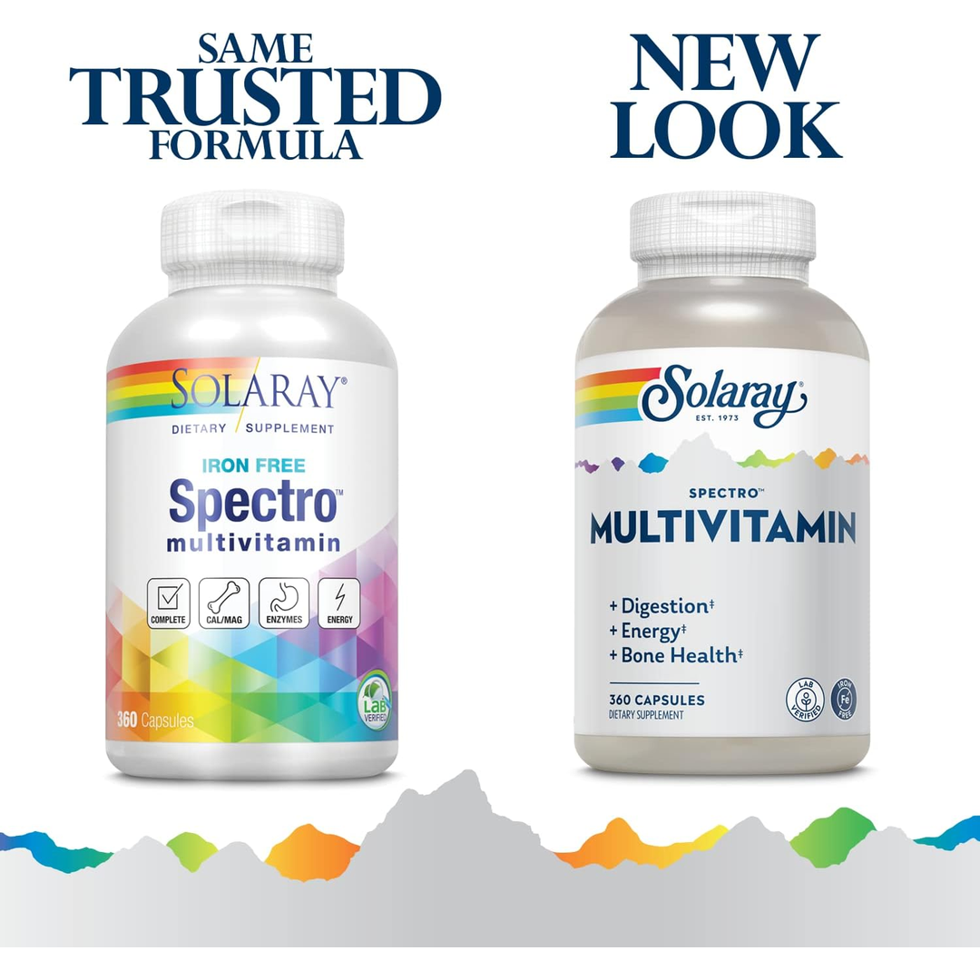 Solaray, Spectro™ Multivitamin, Iron Free, 360 Capsules