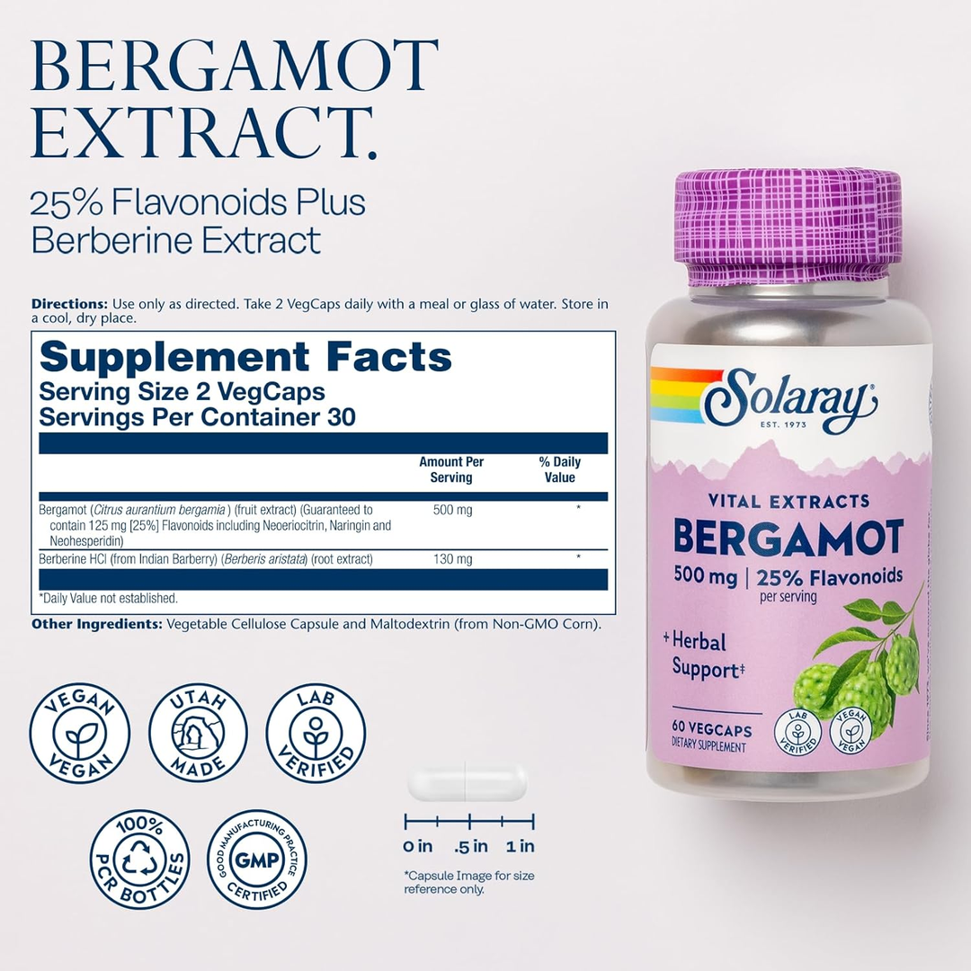 Solaray, Vital Extracts, Bergamot, 60 Vegcaps