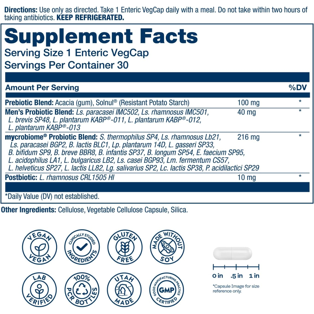 Solaray, Mycrobiome®, Complete Probiotic, Men's, 30 VegCaps
