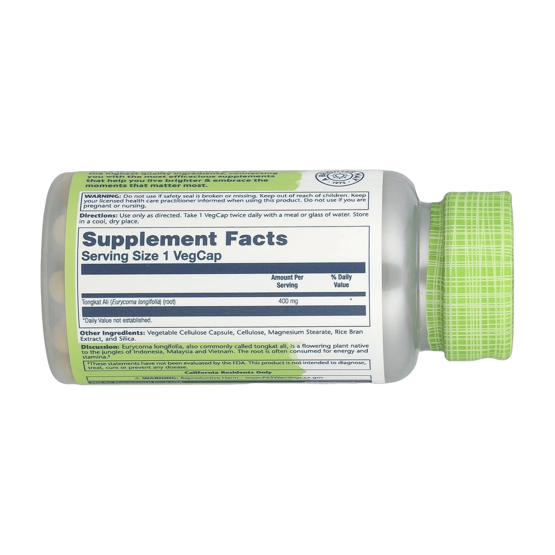 Solaray, Tongkat Ali, 400 mg, 60 VegCaps back packaging view