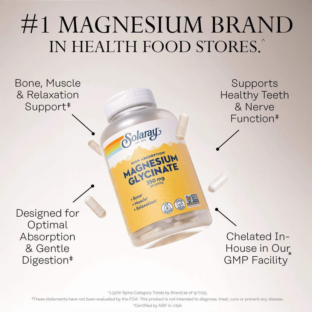 Solaray, Magnesium Glycinate, High Absorption , 350 mg, 120 VegCaps lifestyle image