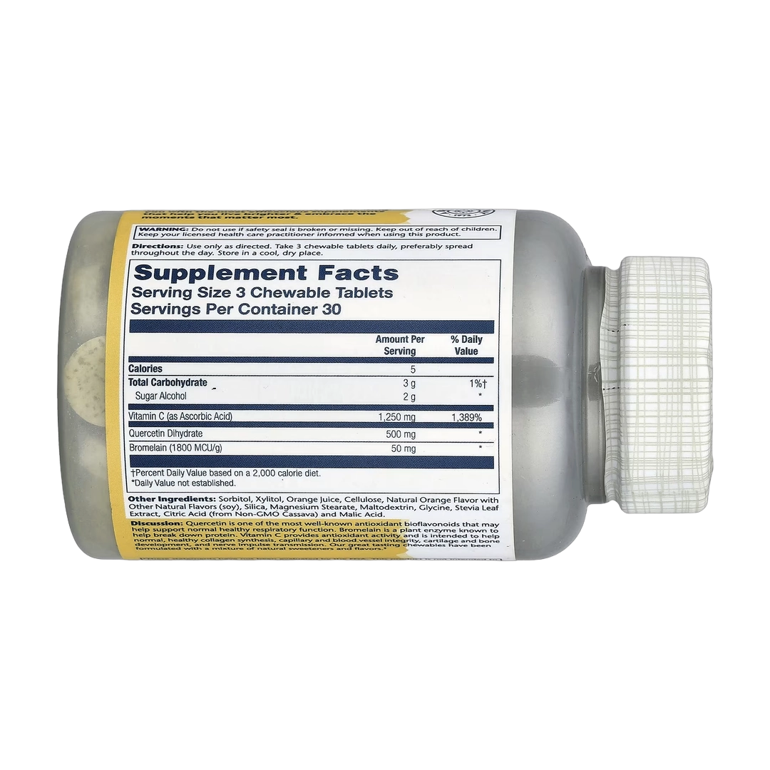 Solaray, Quercetin & Bromelain Plus Vitamin C Chewables, Natural Orange, 90 Chewables