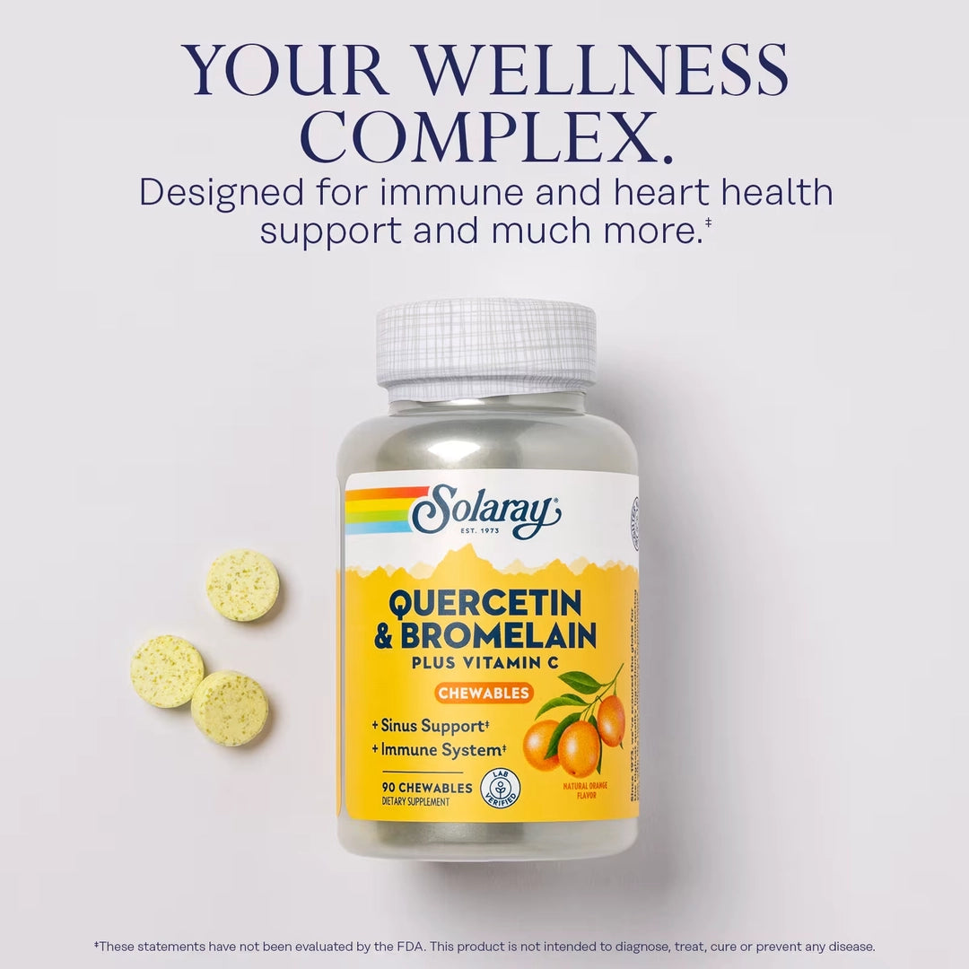 Solaray, Quercetin & Bromelain Plus Vitamin C Chewables, Natural Orange, 90 Chewables