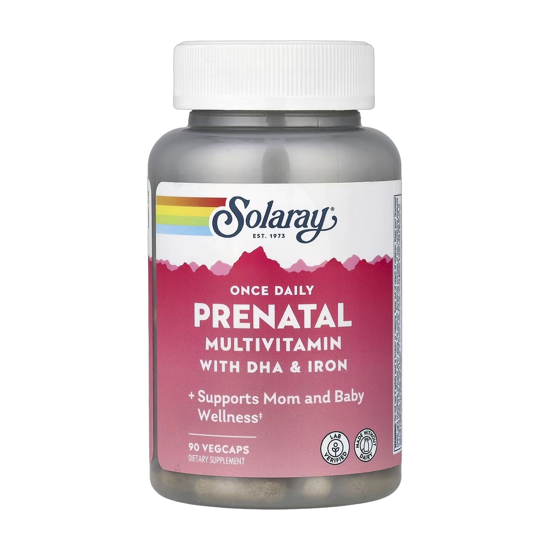 Solaray, Once Daily, Prenatal Multivitamin With DHA & Iron, 90 VegCaps