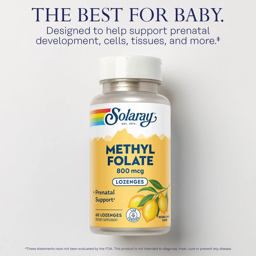 Solaray, Methyl Folate, Lemon, 800 mcg, 60 Lozenges