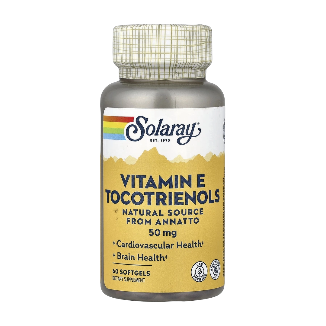 Solaray, Vitamine E Tocotrienols, 50 mg, 60 Softgels front packaging view