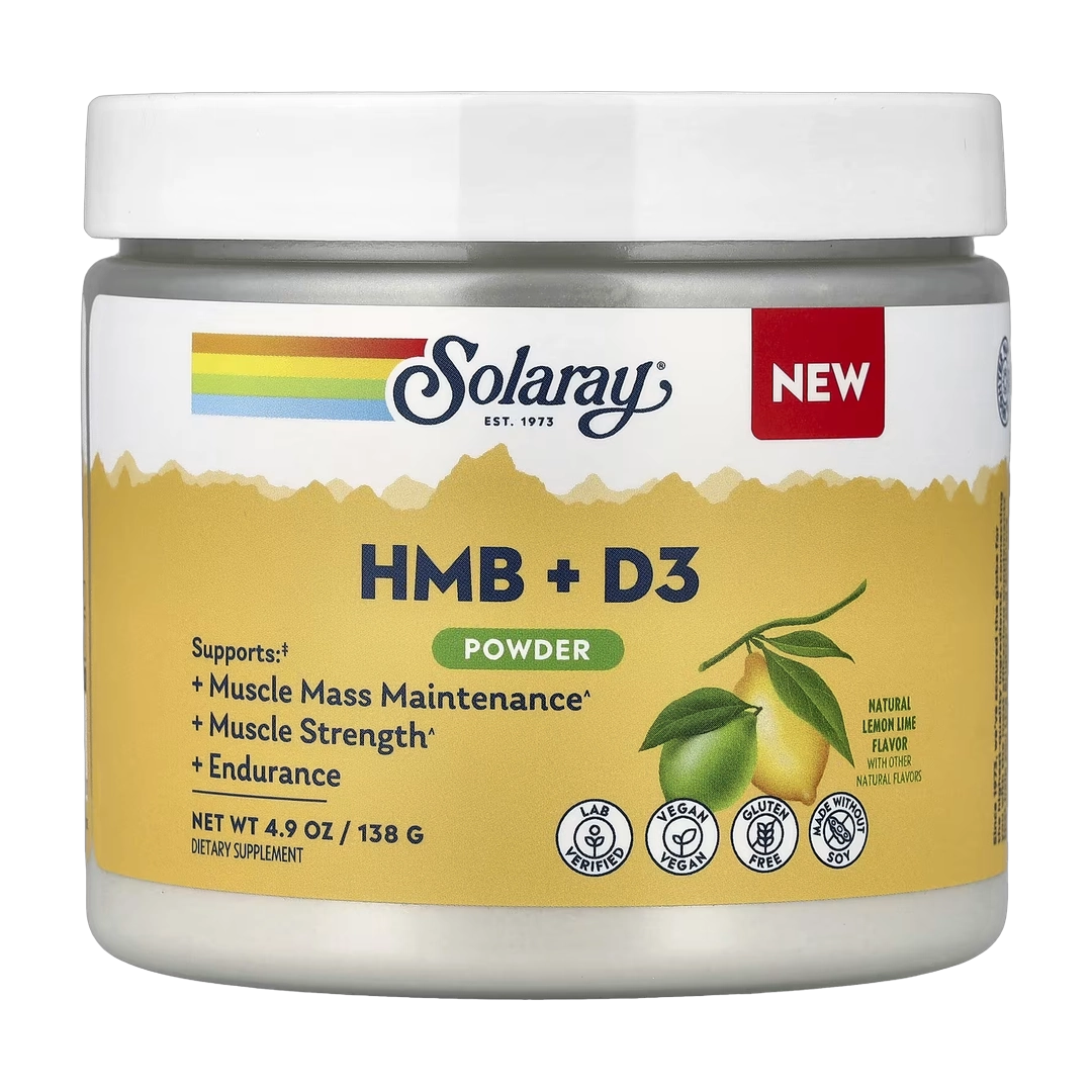 Solaray, HMB + D3 Powder, Natural Lemon Lime, 4.9 oz (138 g)