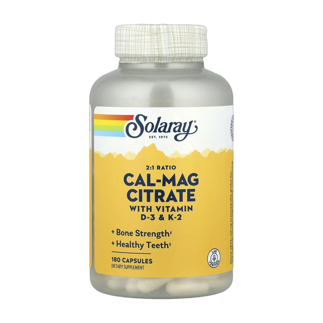 Solaray, Cal-Mag Citrate 2:1 Ratio, 180 Capsules