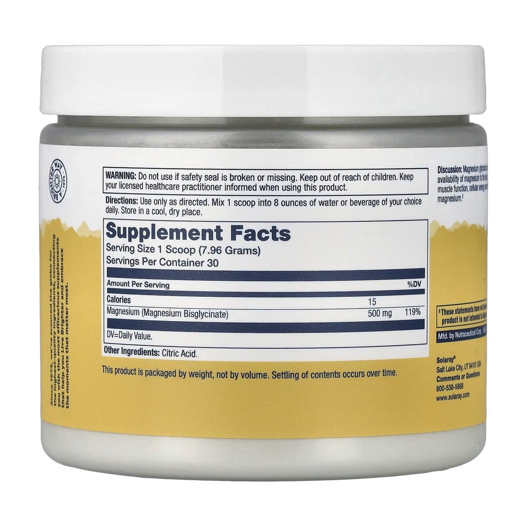Solaray, Magnesium Glycinate, Unflavored, 8.4 oz (239 g)