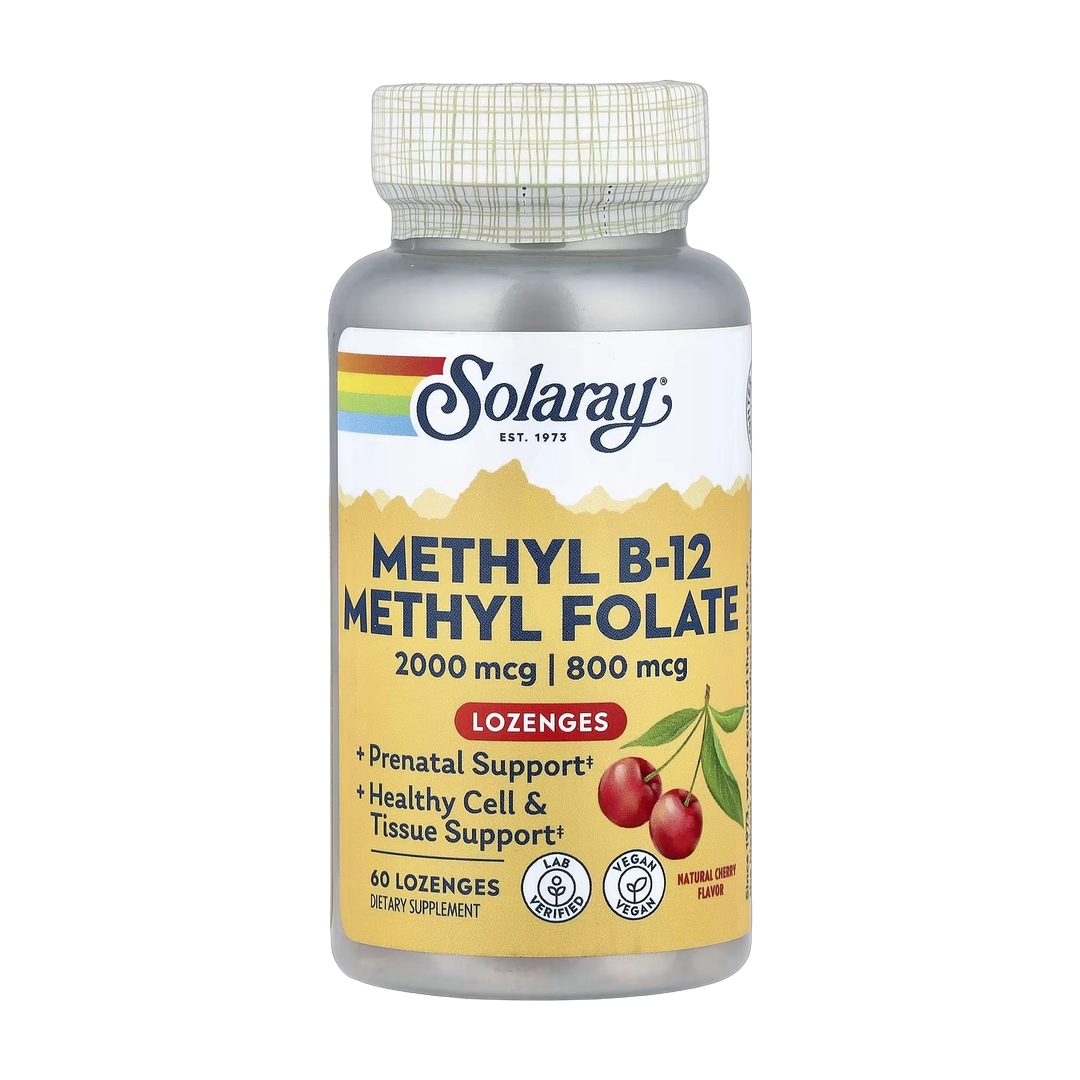 Solaray, Methyl B-12 Methyl Folate, Natural Cherry, 60 Lozenges