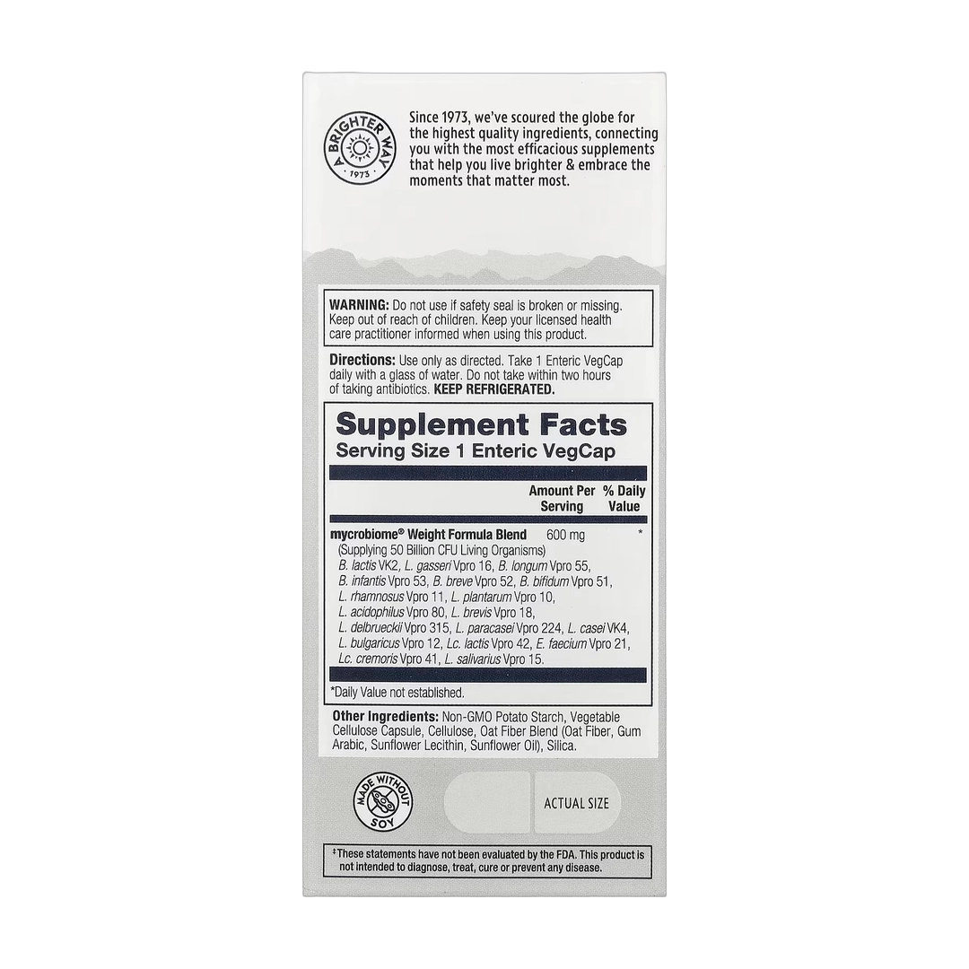 Solaray, Mycrobiome® Probiotic Weight Formula, 30 VegCaps