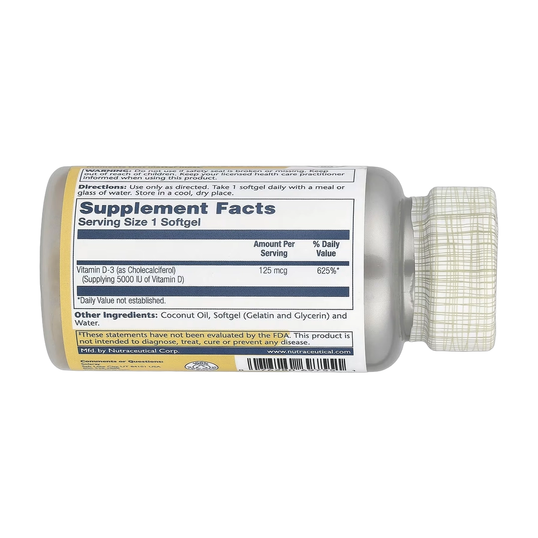 Solaray, Super Bio Vitamin D-3, 125 mcg, 120 Softgels