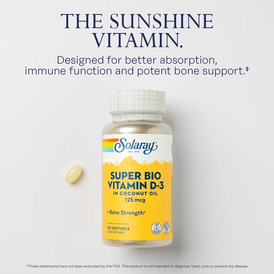 Solaray, Super Bio Vitamin D-3, 125 mcg, 120 Softgels