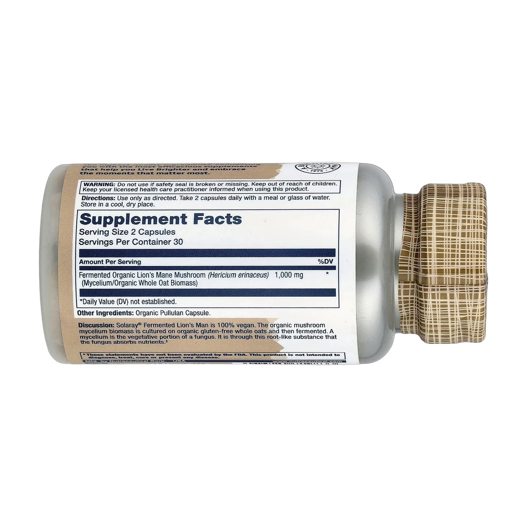 Solaray, Organic Lion's Mane, Fermented, 60 Organic Capsules