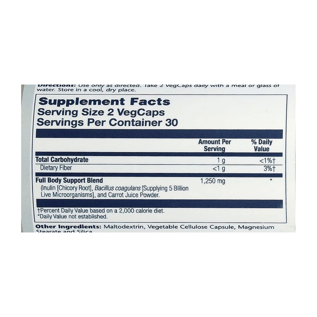 Solaray, Bacillus Coagulans, 60 VegCaps supplement facts label showing ingredients, vitamins, minerals, and serving information