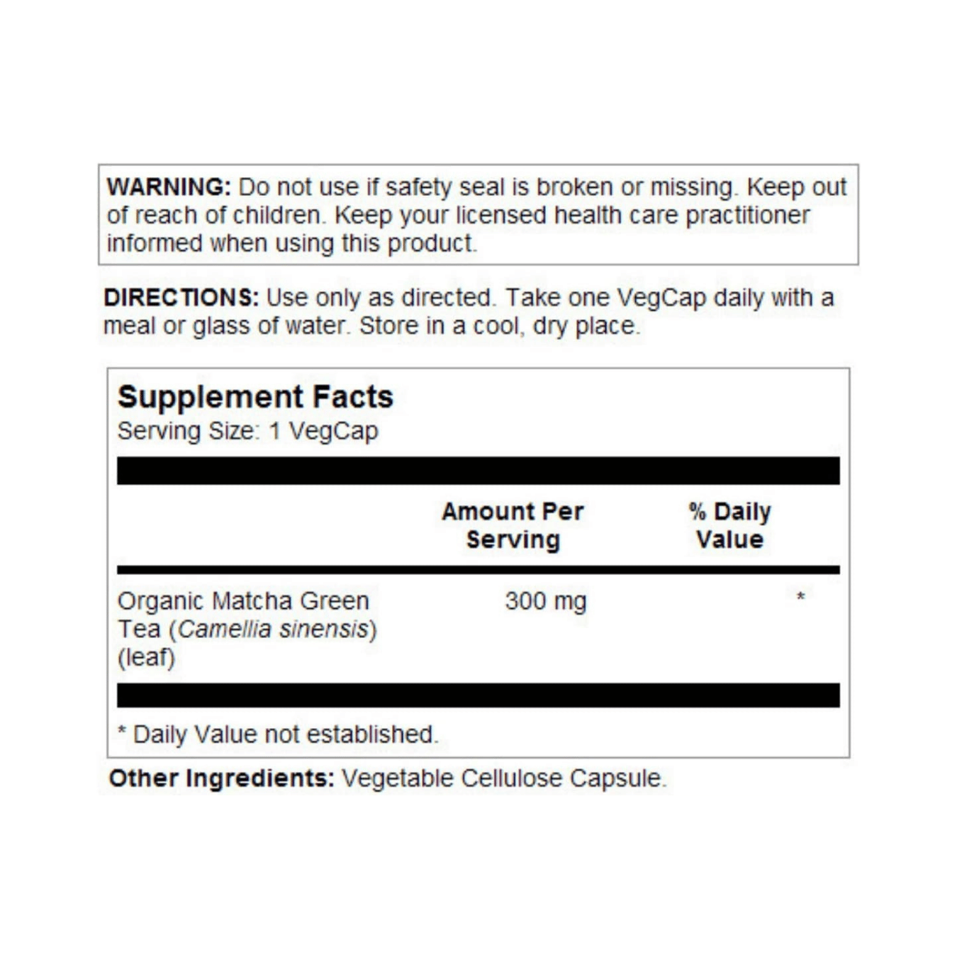 SOLARAY, Matcha Green Tea, 300 mg, 100 VegCaps