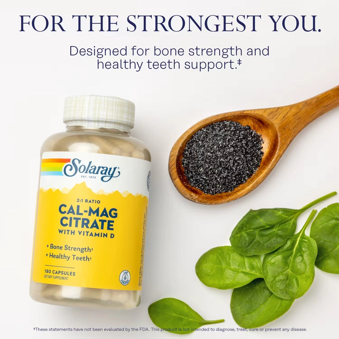 Solaray, Cal-Mag Citrate with Vitamin D, 2:1 Ratio, 180 Capsules